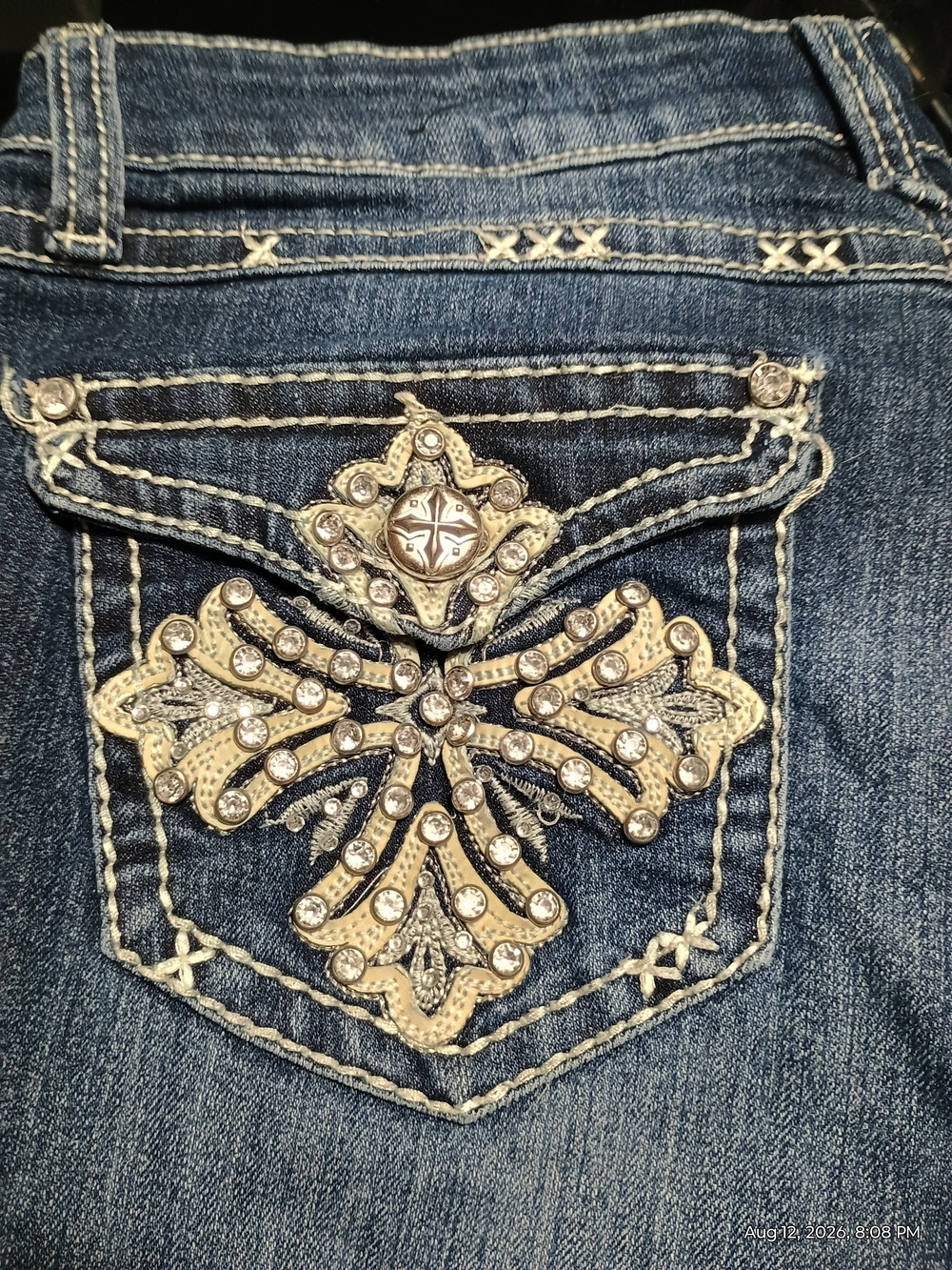 Cato Dark Blue Skinny Jeans with Embellished Back Pockets - Picture 2 of 6